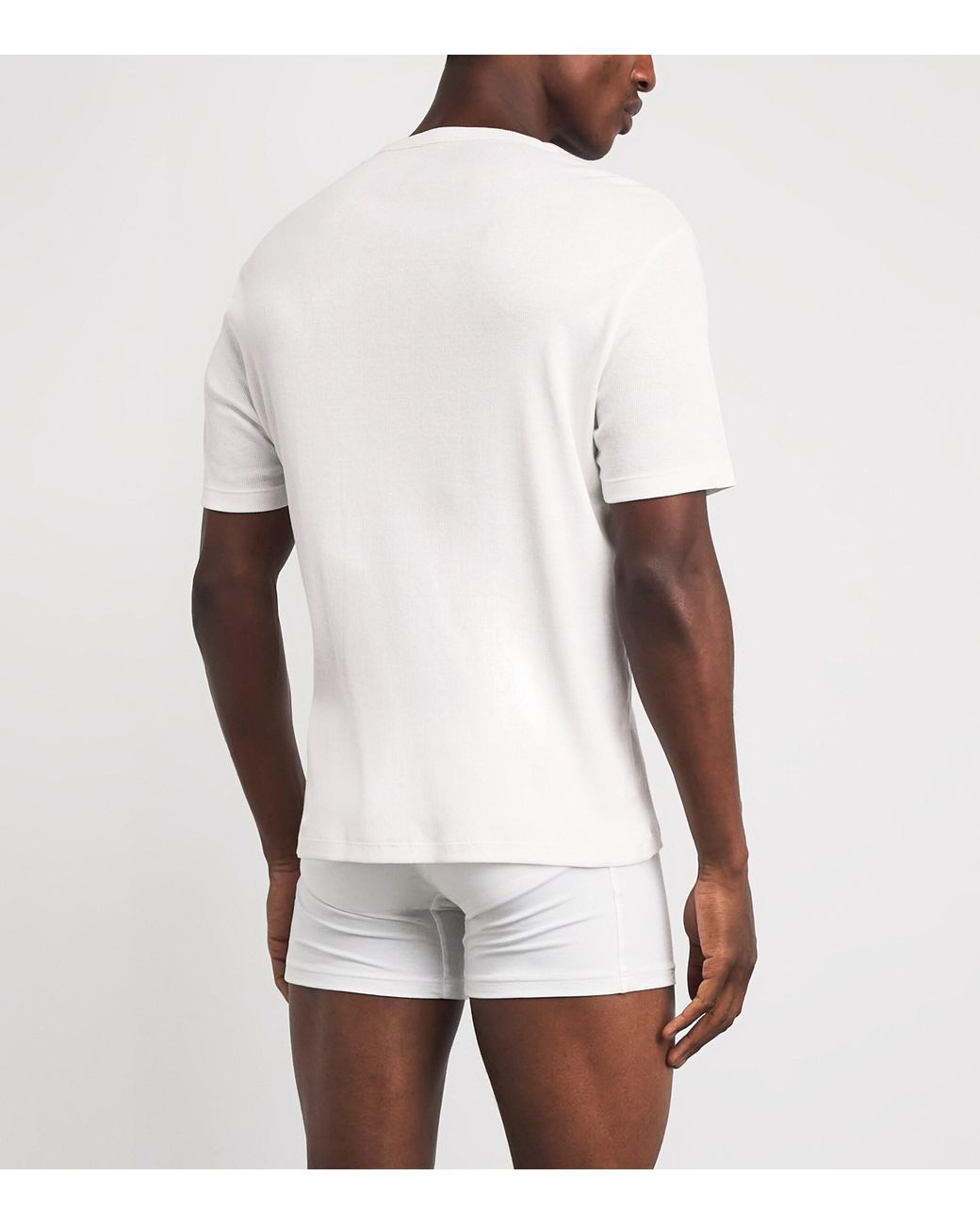 Boss White Cotton Ribbed T-Shirt for men
