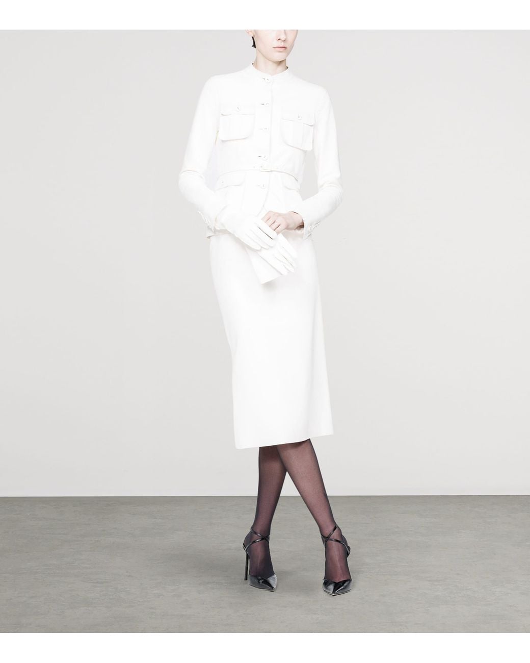Tom Ford White Lambskin Buttoned Jacket