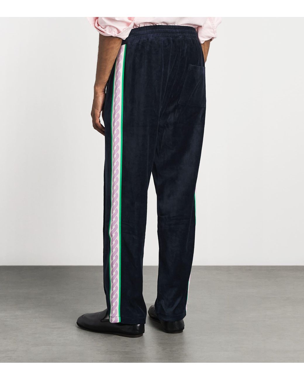 Drole de Monsieur Blue Velour Embroidered Track Sweatpants for men