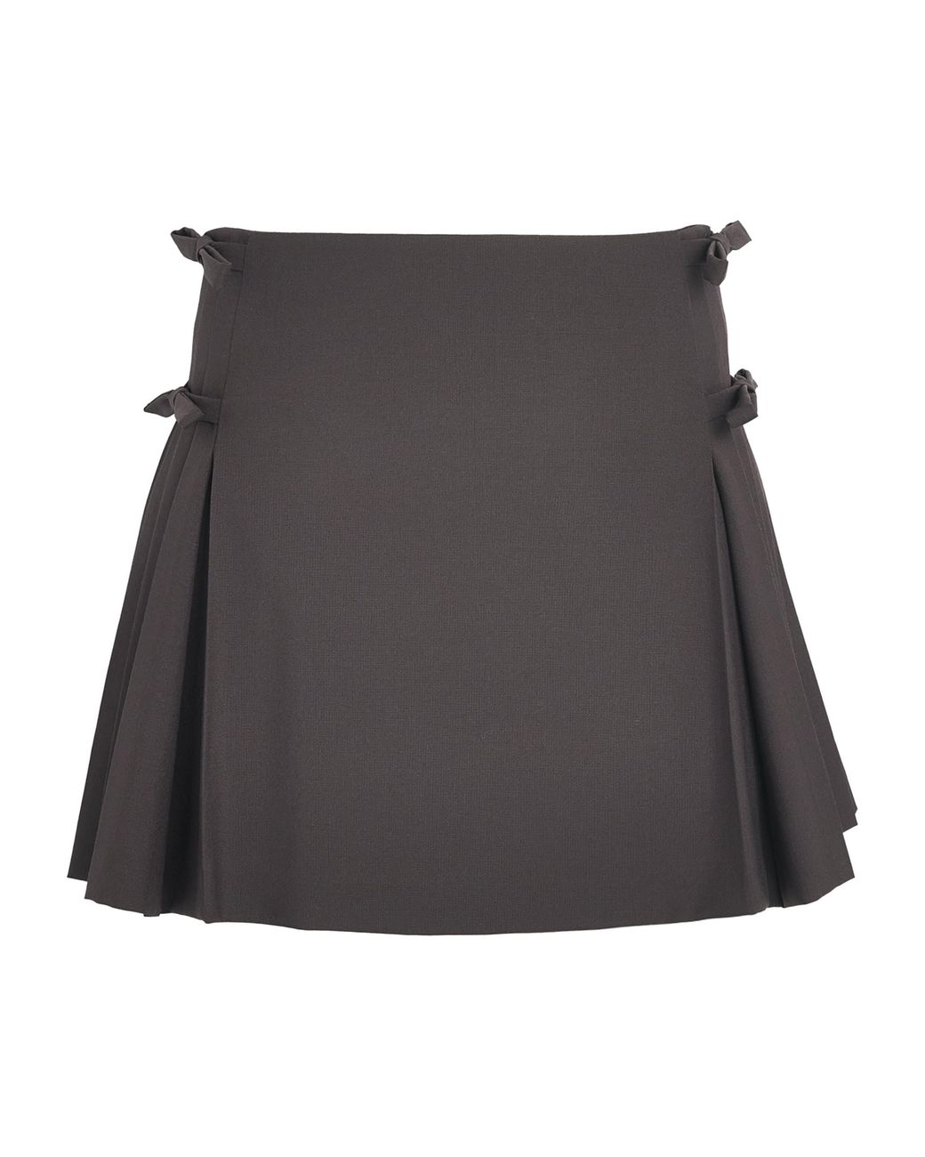 Sandro Gray Side-Bow Pleated Mini Skirt