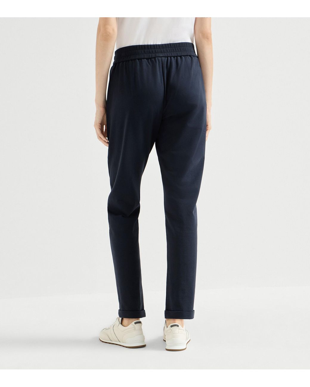 Brunello Cucinelli Blue Stretch-Cotton Slim Sweatpants