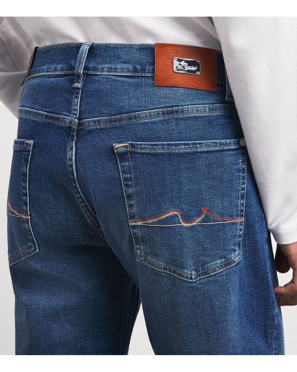 7 For All Mankind Blue Slimmy Badge Jeans for men