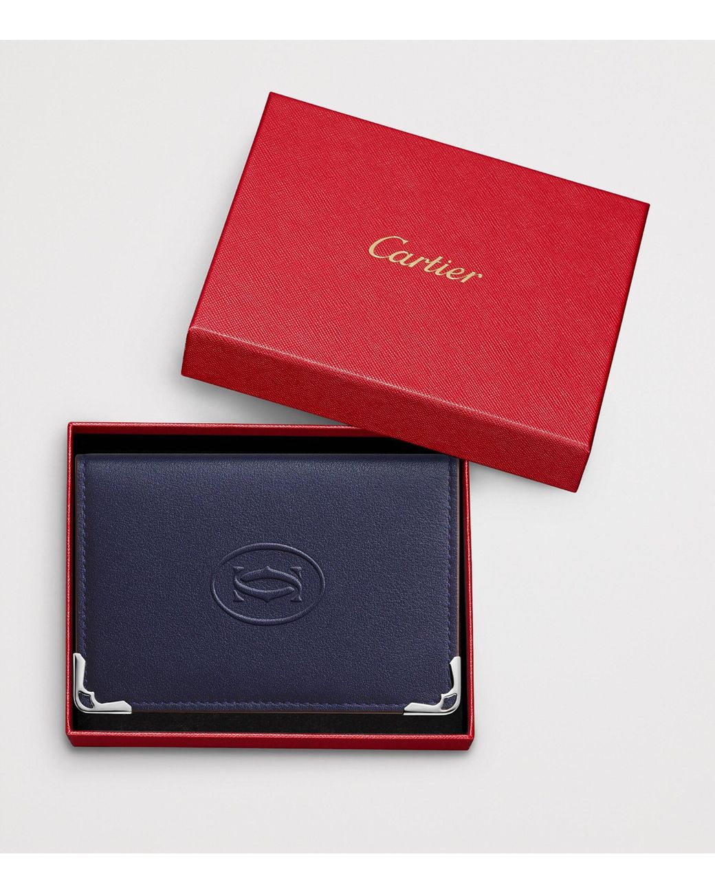 Cartier Blue Leather Must De Card Holder for men