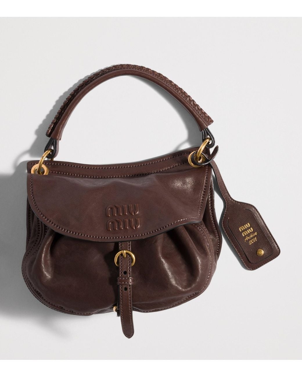 Miu Miu Brown Small Leather Rendez-Vous Shoulder Bag