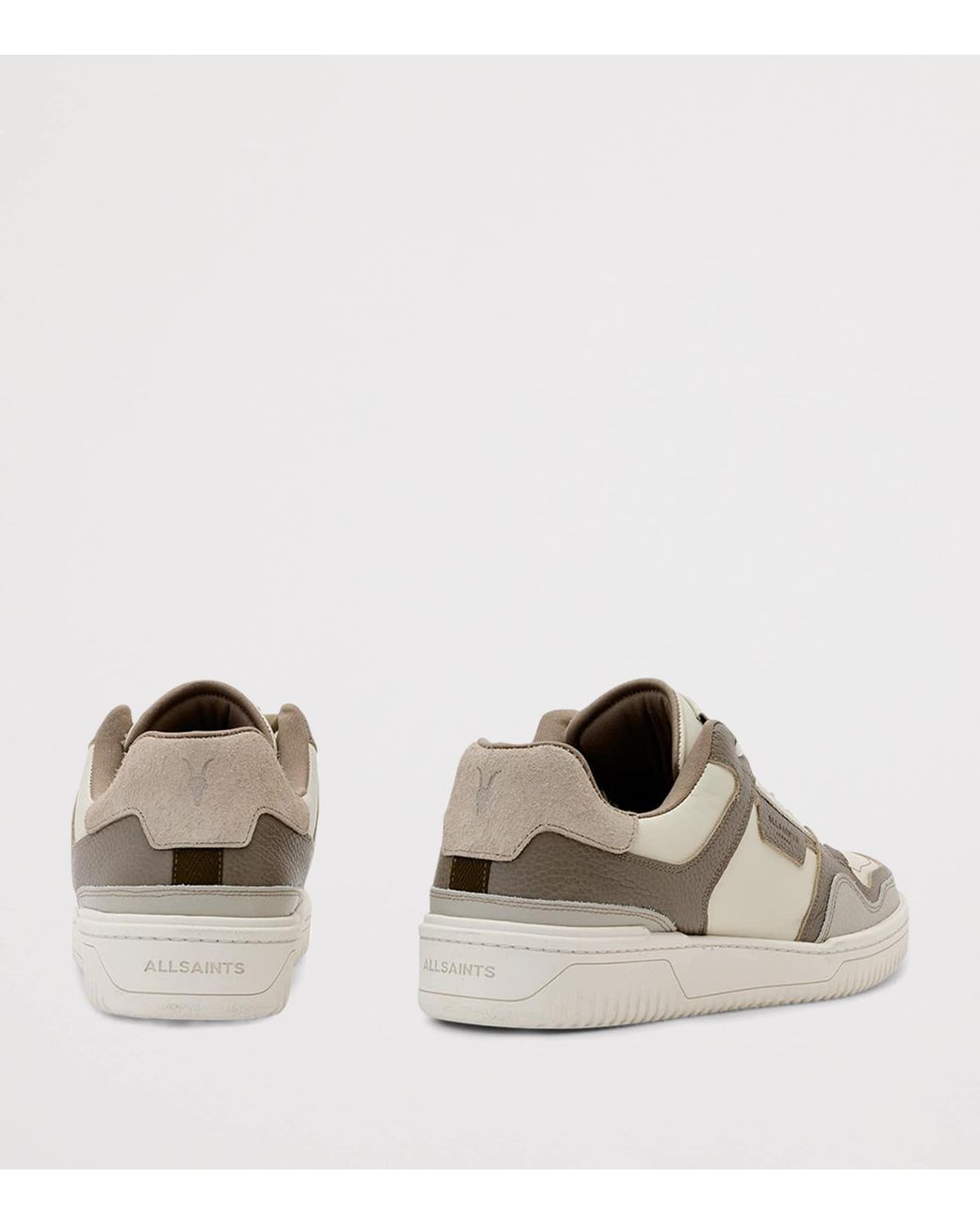 AllSaints Gray Leather Regan Plus Low-Top Trainers for men