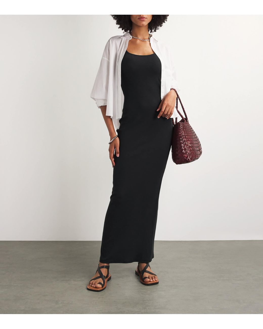 Skims Cotton Rib Maxi Dress in Black | Lyst UK