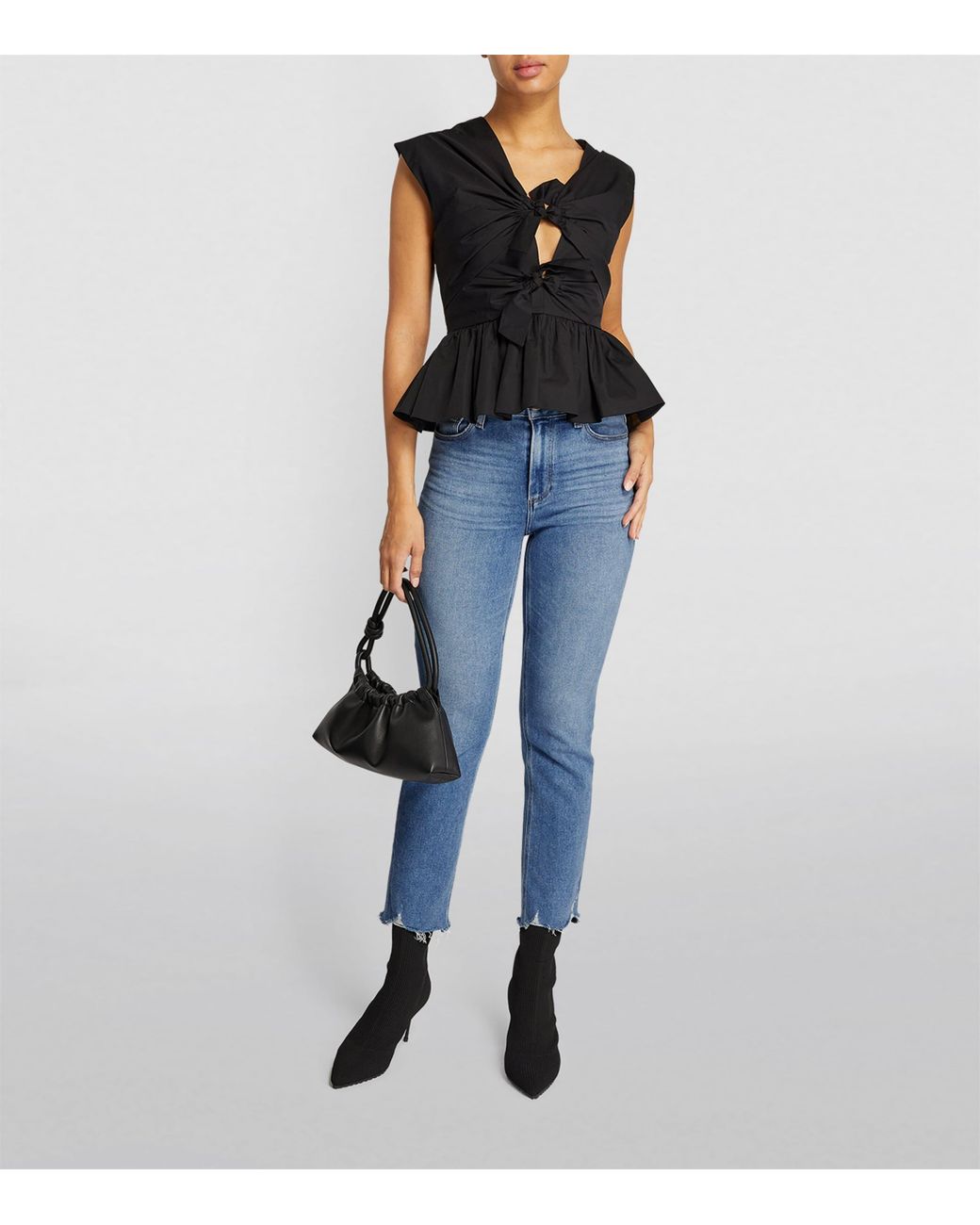 PAIGE Blue Cindy Raw Hem Straight Jeans