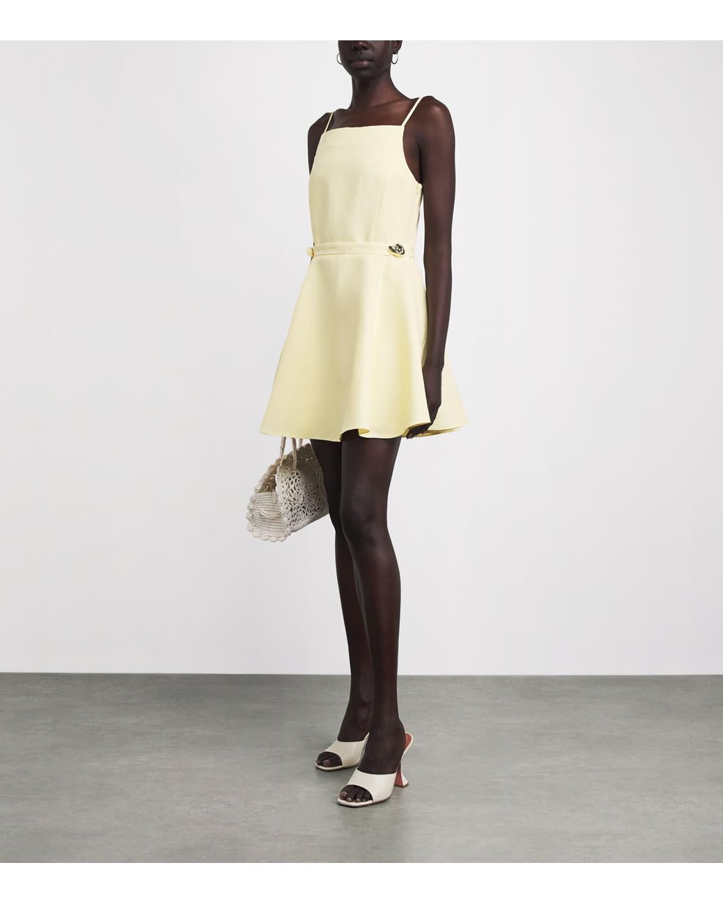 Maje Natural Satin Embellished Mini Dress