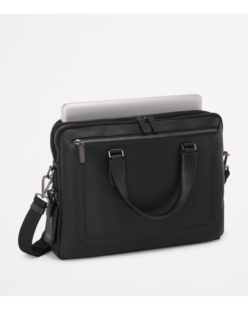 Tumi Black Leather Harrison Briefcase for men