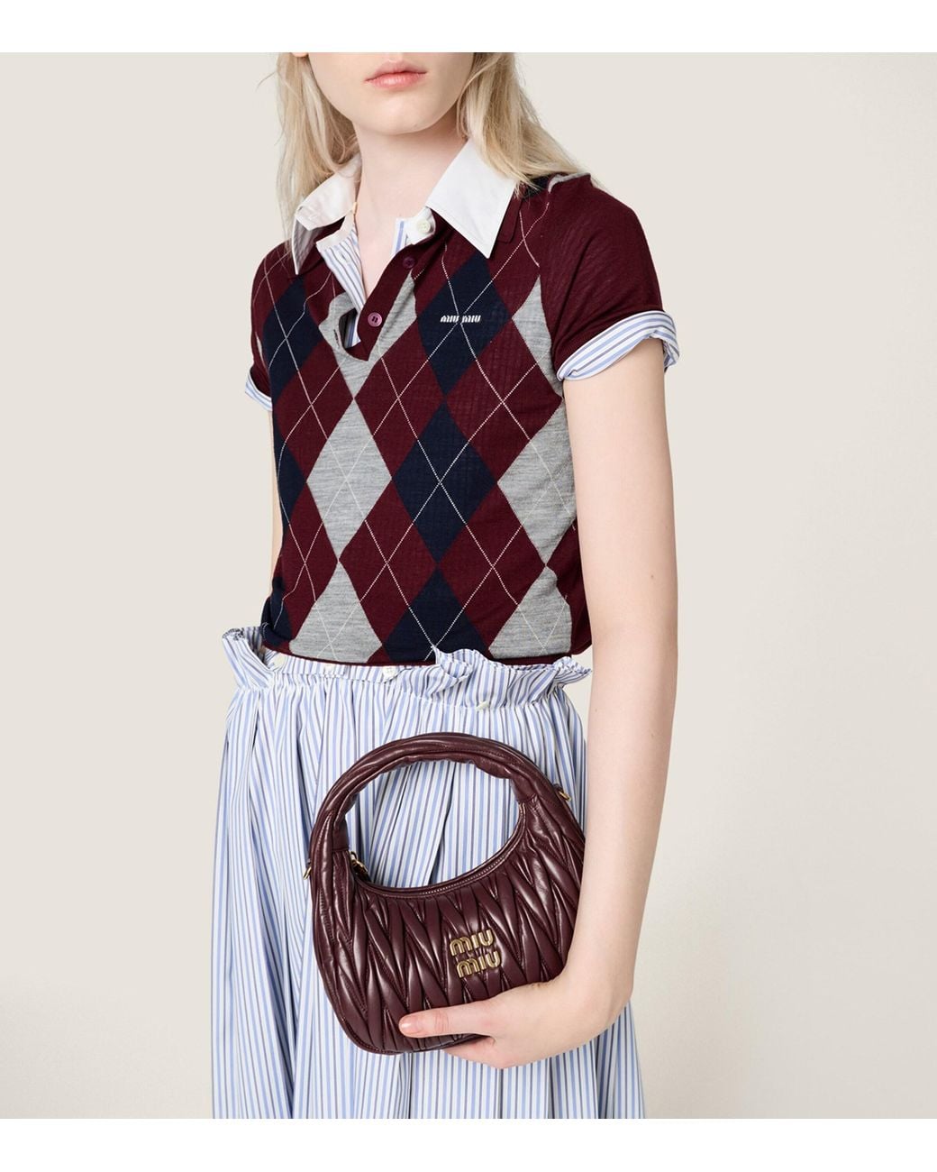 Miu Miu Purple Small Matelassé Lambskin Wander Top-Handle Bag