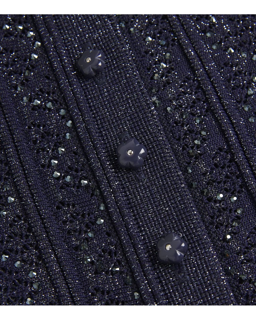 Sandro Blue Embellished-Knit Cropped Cardigan