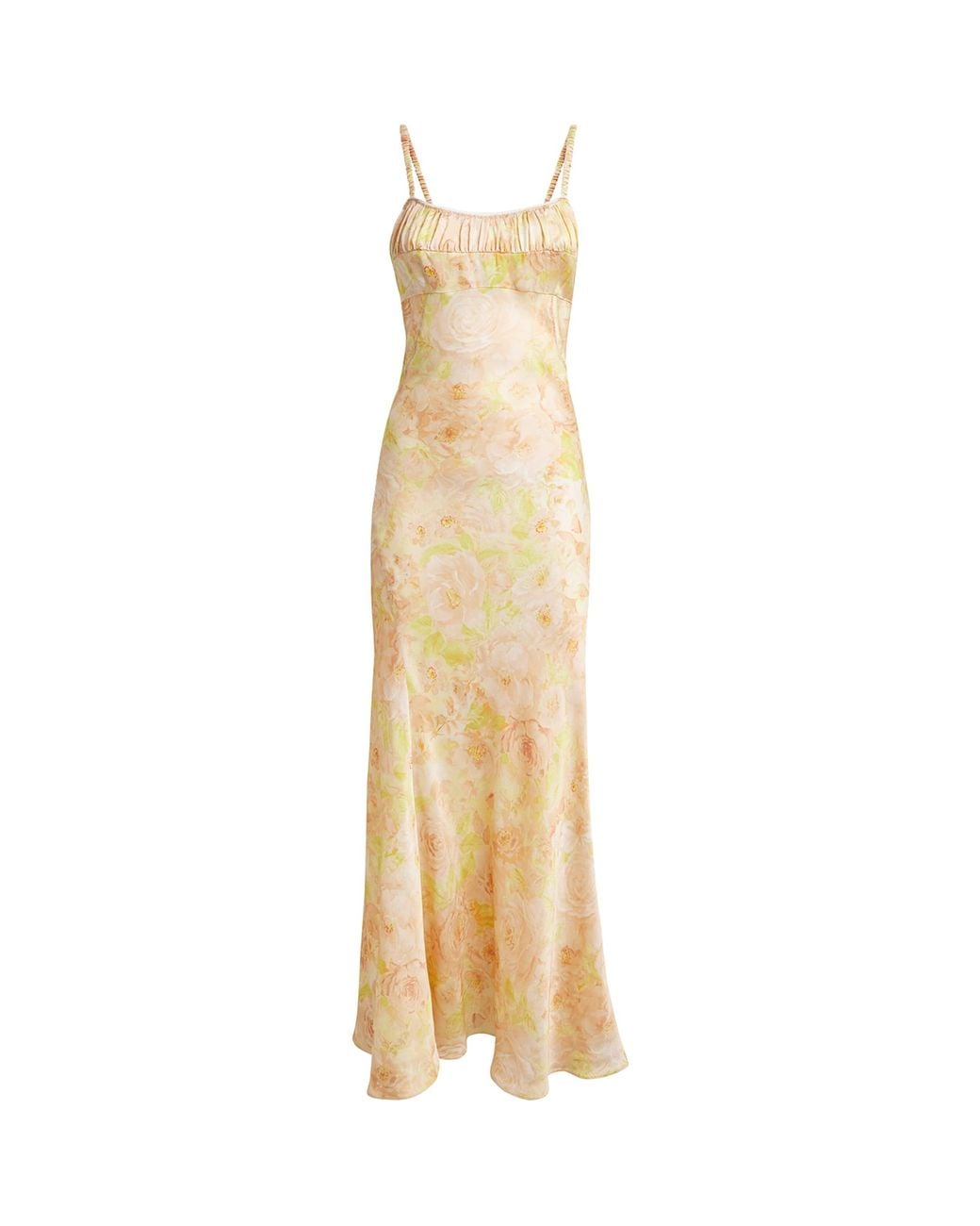 Sandro Metallic Satin Floral Maxi Dress