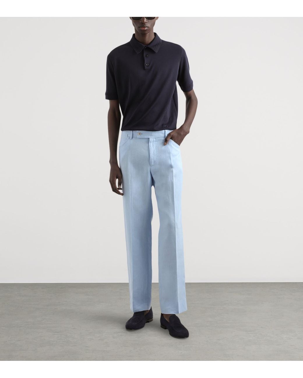 Dolce & Gabbana Blue Silk Polo Shirt for men