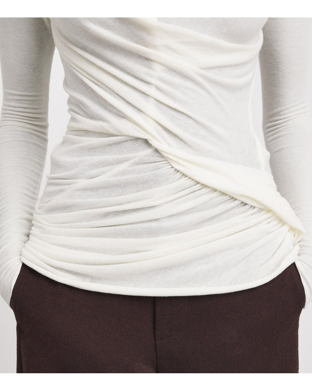 Source Unknown White Asymmetric-Drape Folgore Top