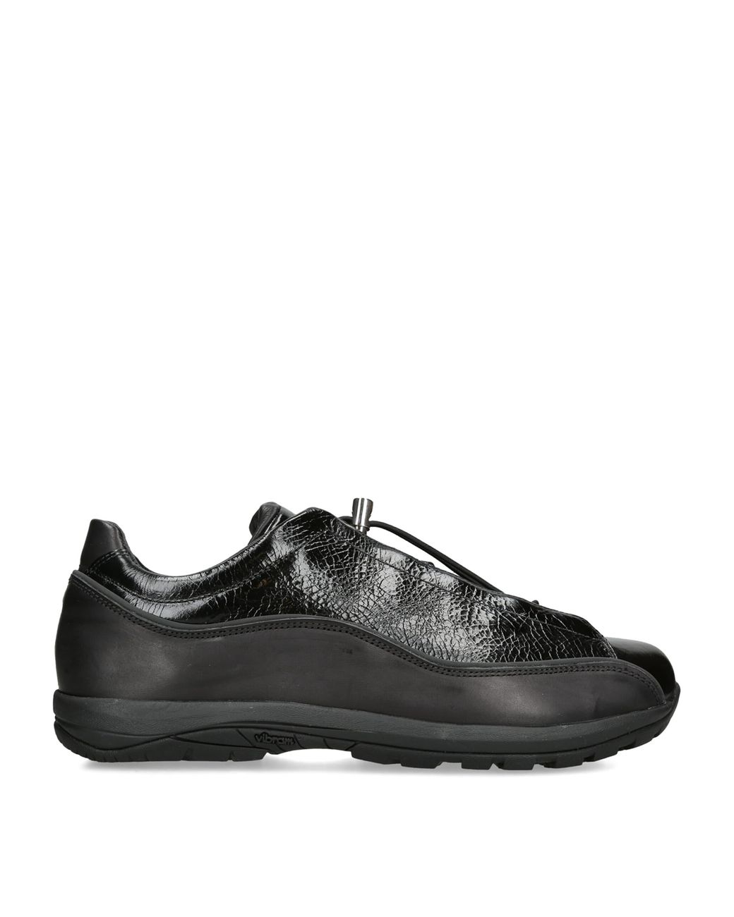 Diemme Black Crackled Leather Licata Sneakers for men
