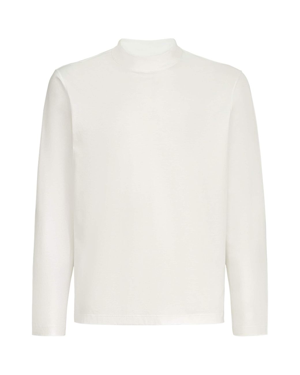 Brunello Cucinelli White Cotton High-Neck Long-Sleeve T-Shirt for men