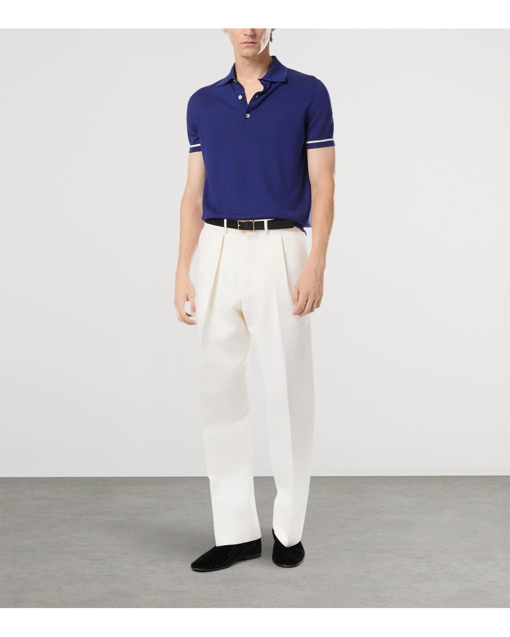 Tom Ford Blue Cashmere-Silk Polo Shirt for men