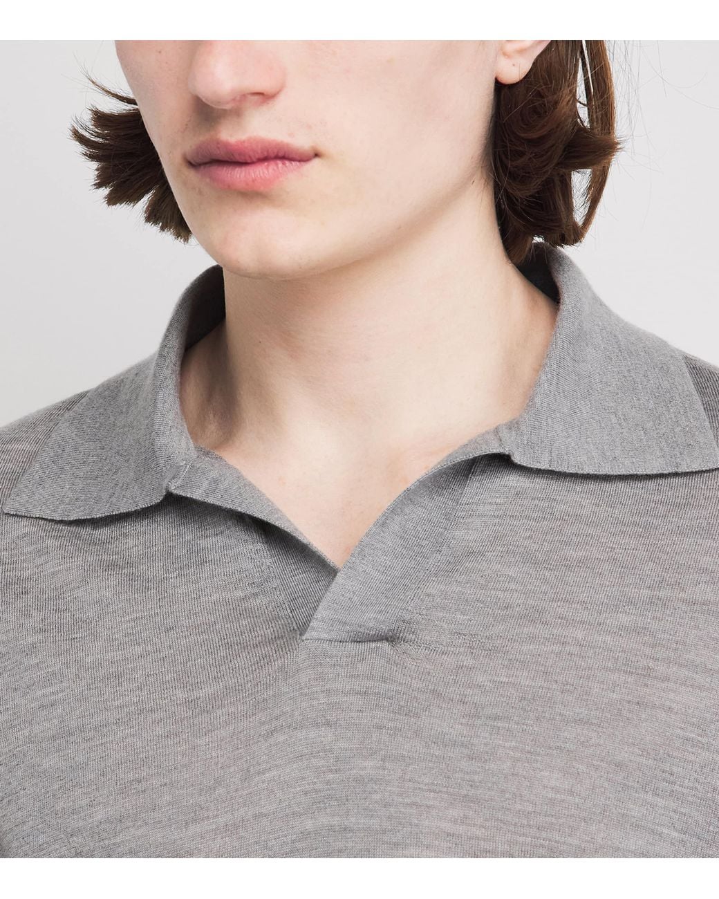 FRAME Gray Wool-Cashmere Superfine Polo Shirt for men