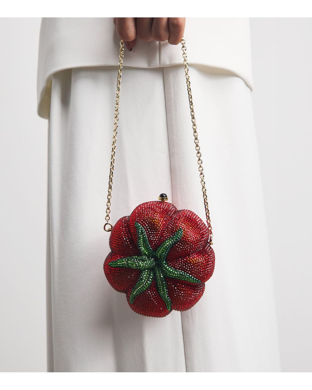 Judith Leiber Red Embellished Tomato Clutch Bag