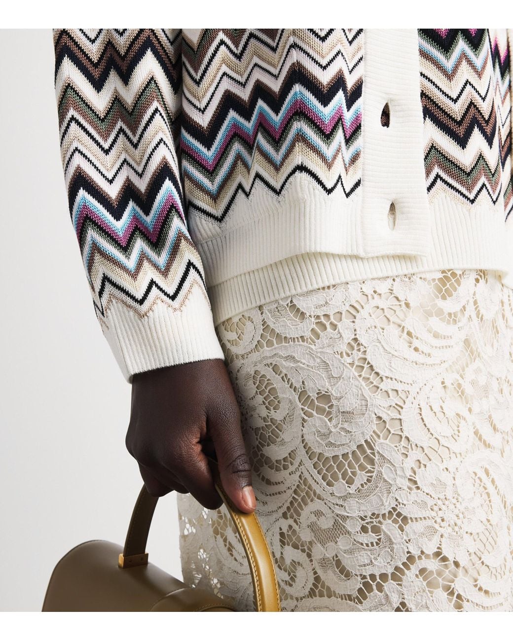 Missoni White Chevron V-Neck Cardigan