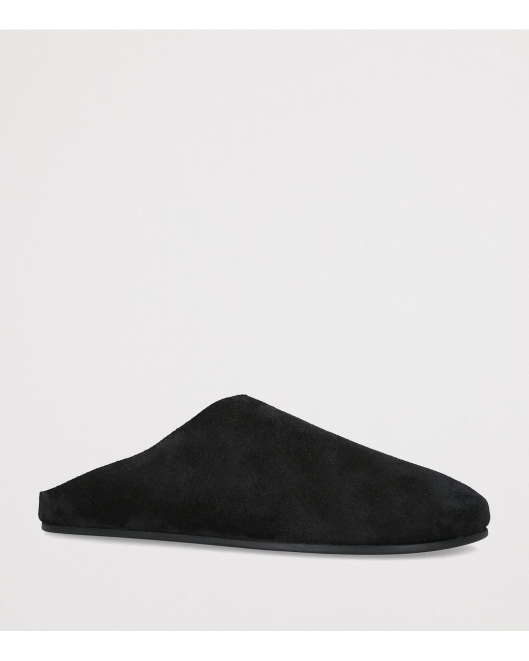 The Row Black Hudson Suede Slides