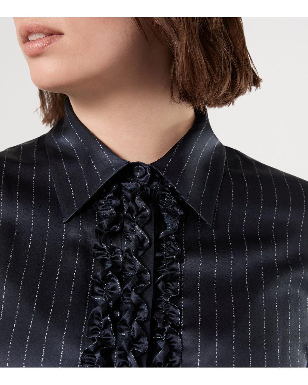 Marina Rinaldi Blue Silk Pinstripe Midi Dress