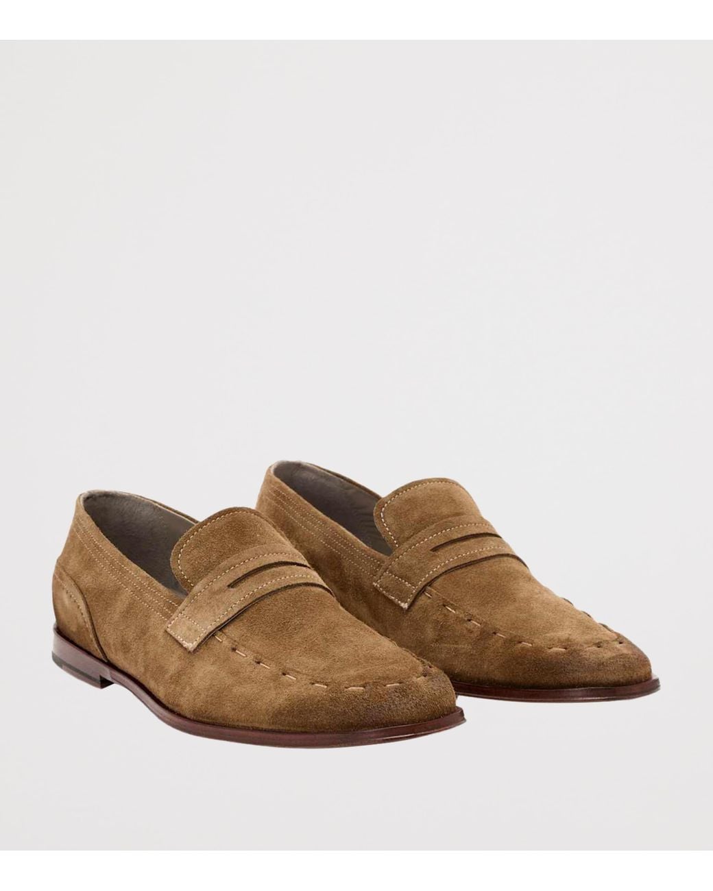 AllSaints Brown Suede Jules Stitch Loafers for men