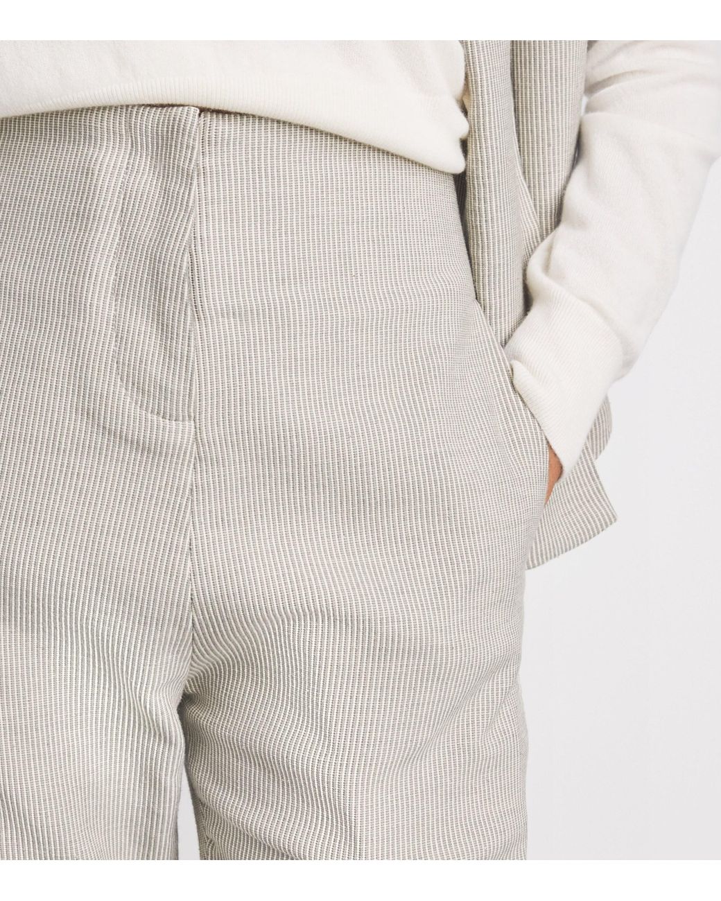 Studio Namnyak Gray Cotton Bora Stripe Trousers