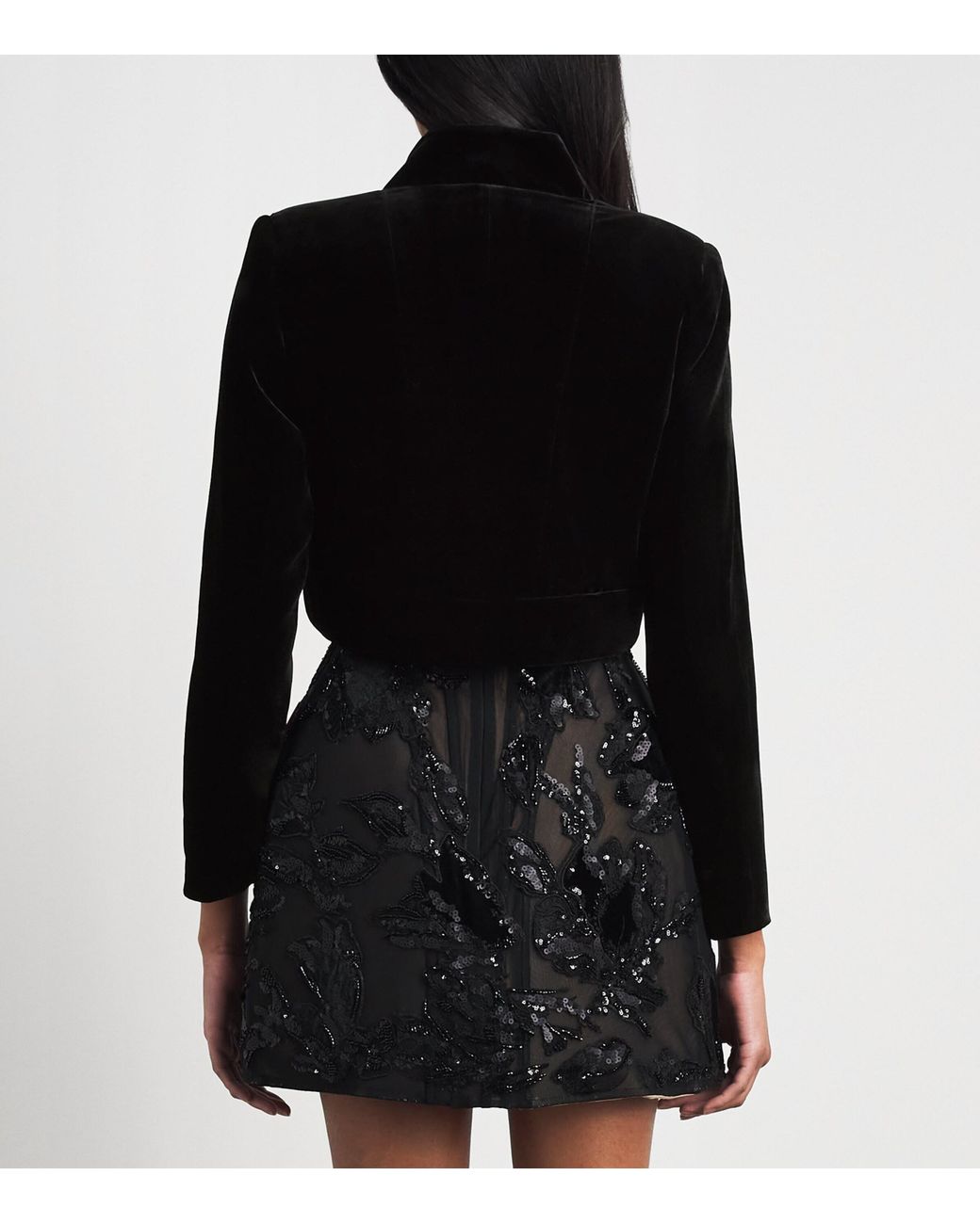 Costarellos Black Velvet Elvie Cropped Jacket