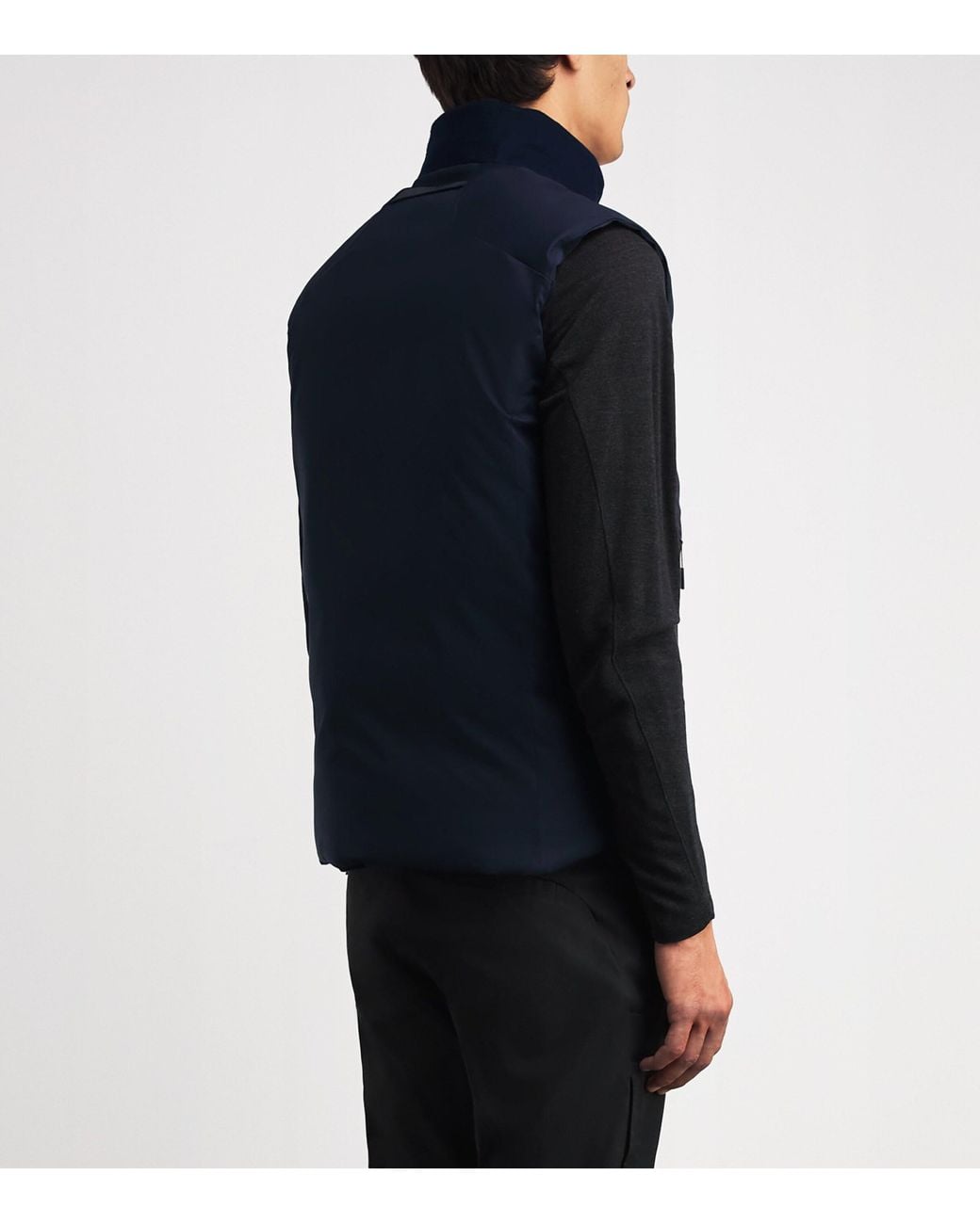 Sease Blue Cashmere Down-Padded Reversible Gilet for men