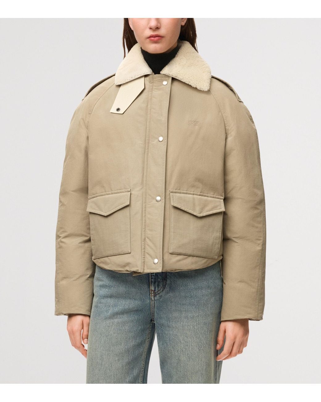 Loewe Natural Technical Shearling-Collar Jacket