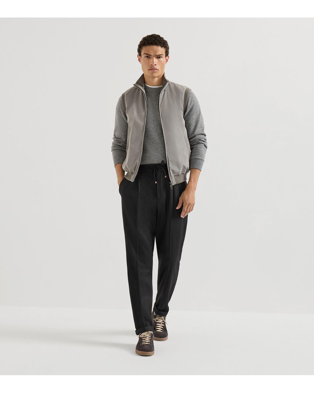 Brunello Cucinelli Black Virgin Wool Flannel Trousers for men