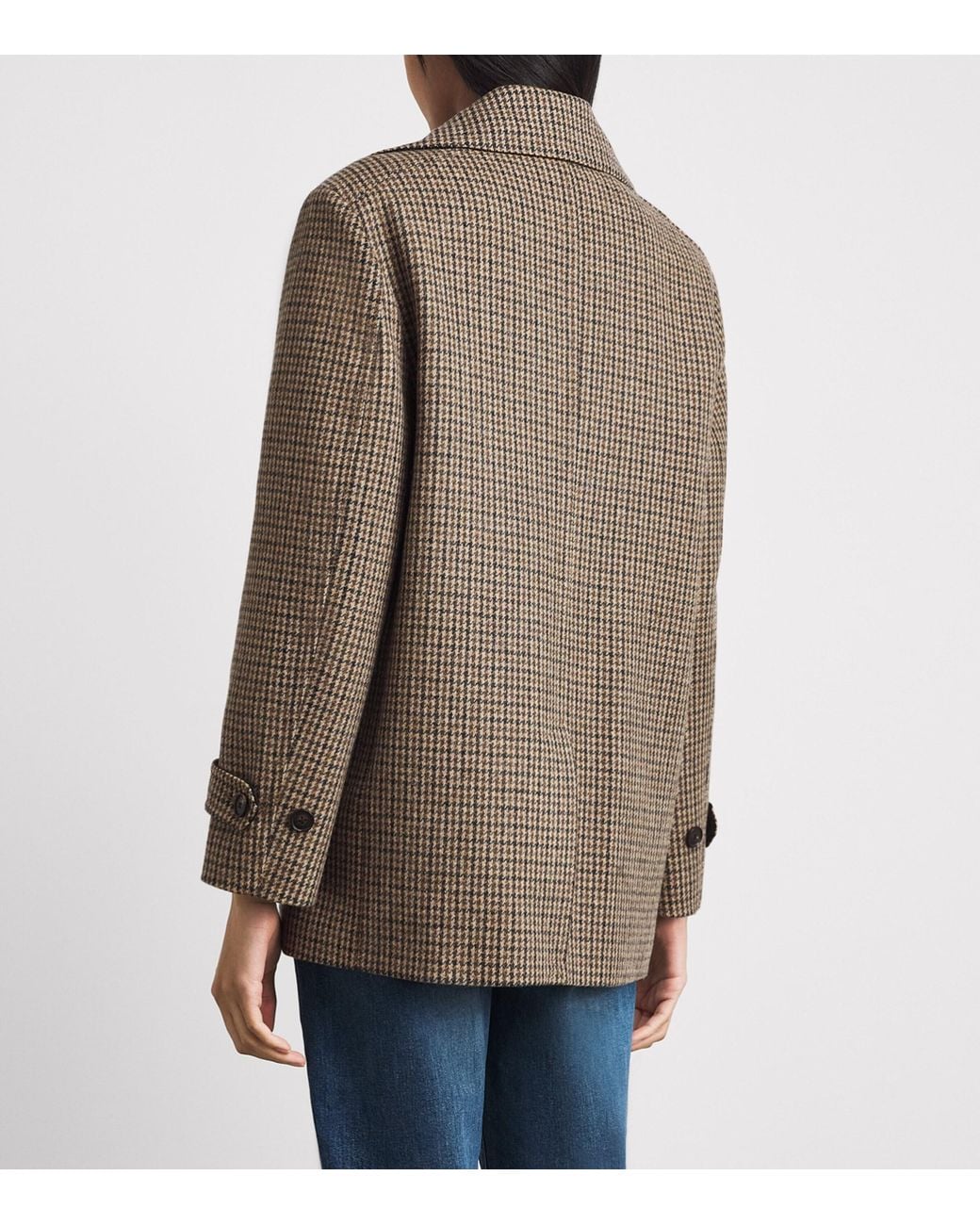 ME+EM Brown Wool-Blend Houndstooth Jacket