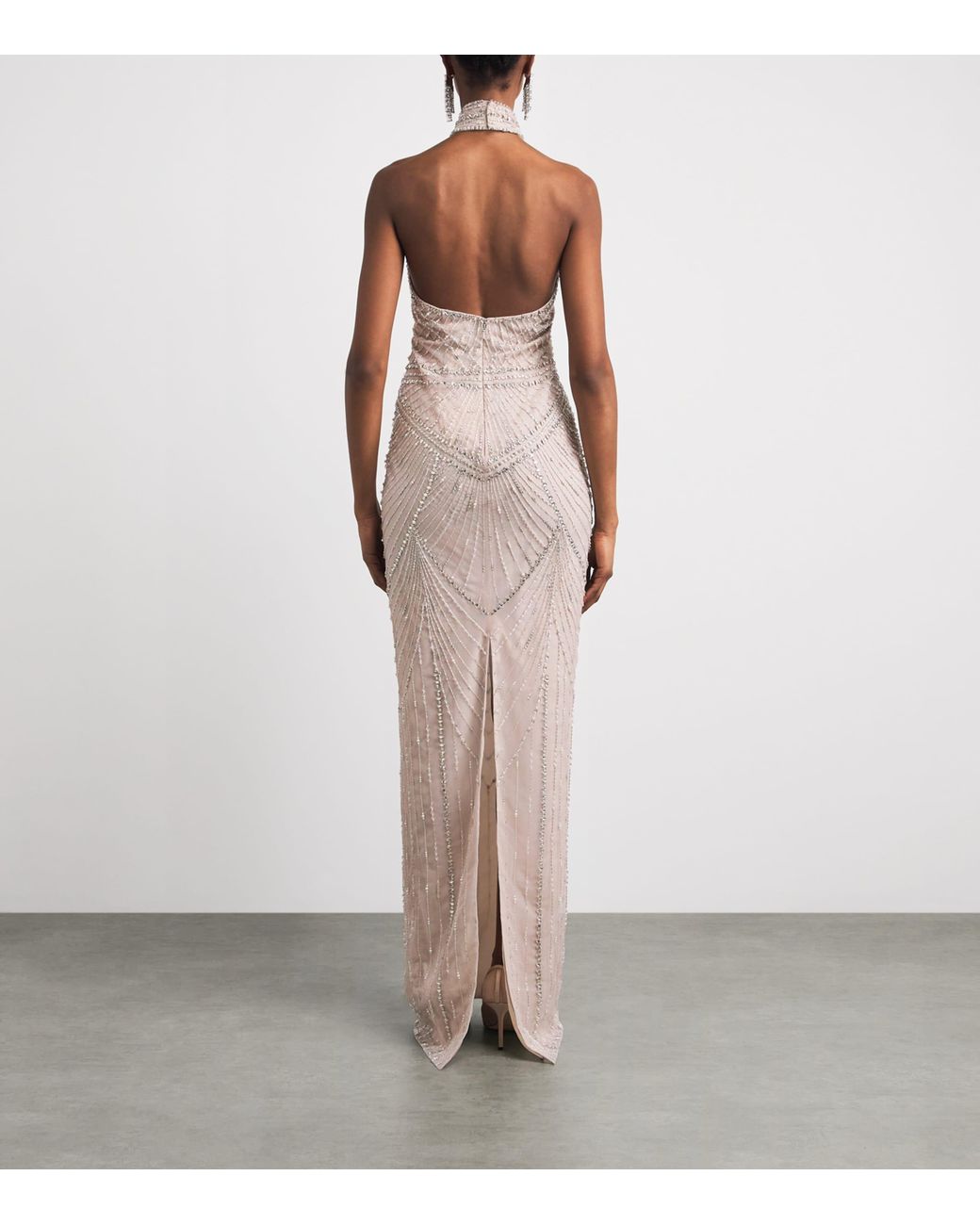 Pamella Roland White Embellished Halterneck Gown