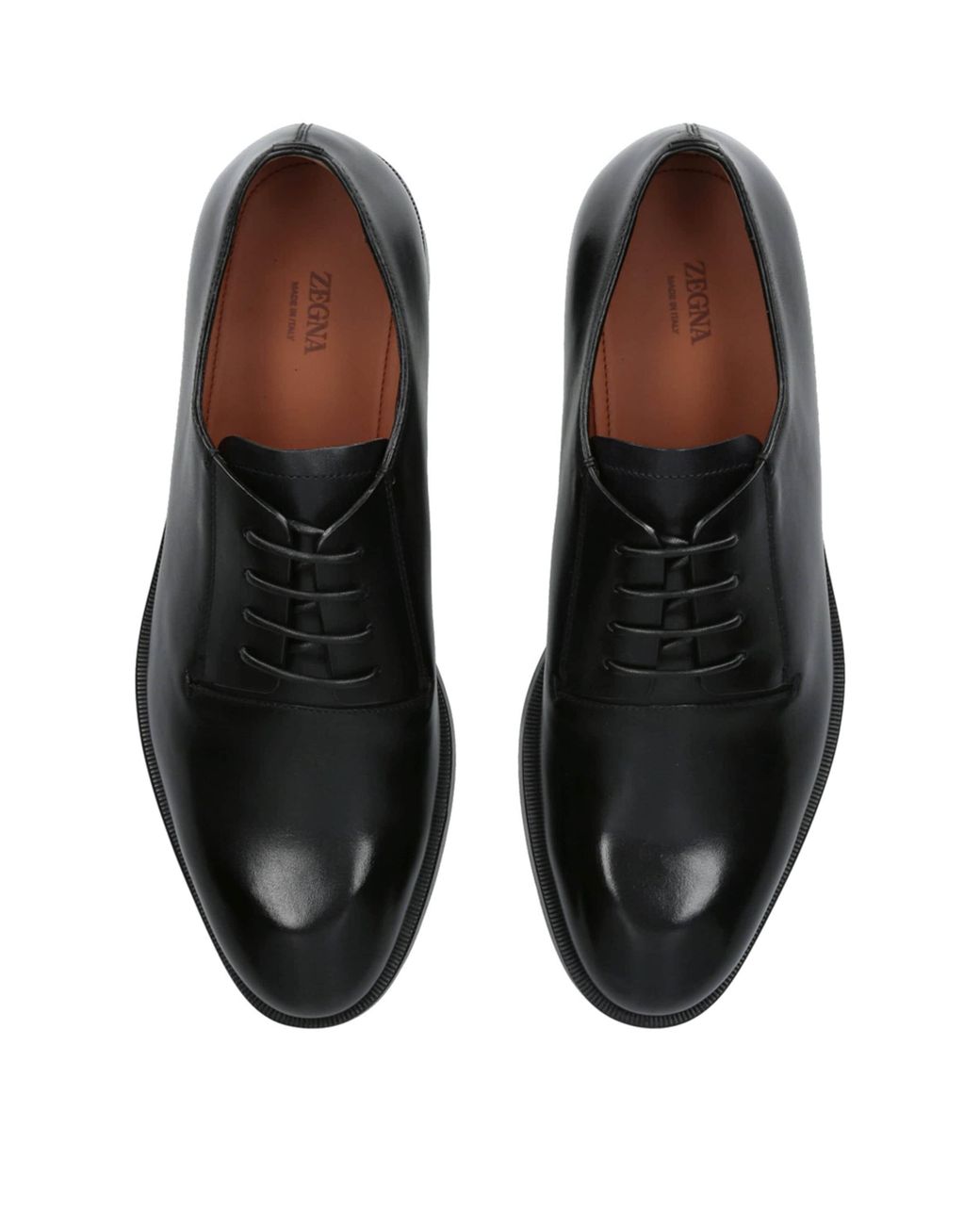 Zegna Black Leather Torino Derby Shoes for men