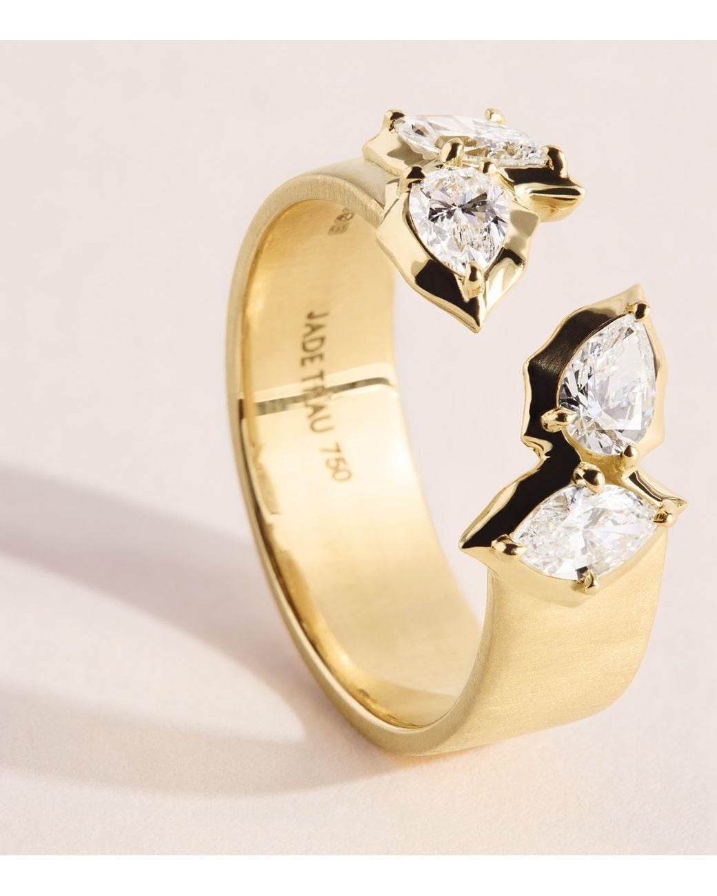 Jade Trau Natural And Diamond Poppy Open Band Ring