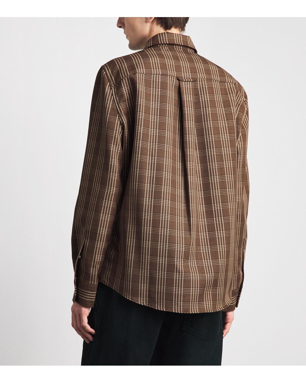 AMI Brown Cotton Check Shirt for men