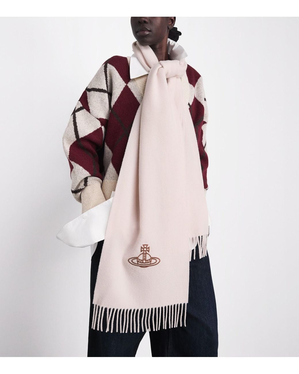 Vivienne Westwood Pink Wool Orb Scarf