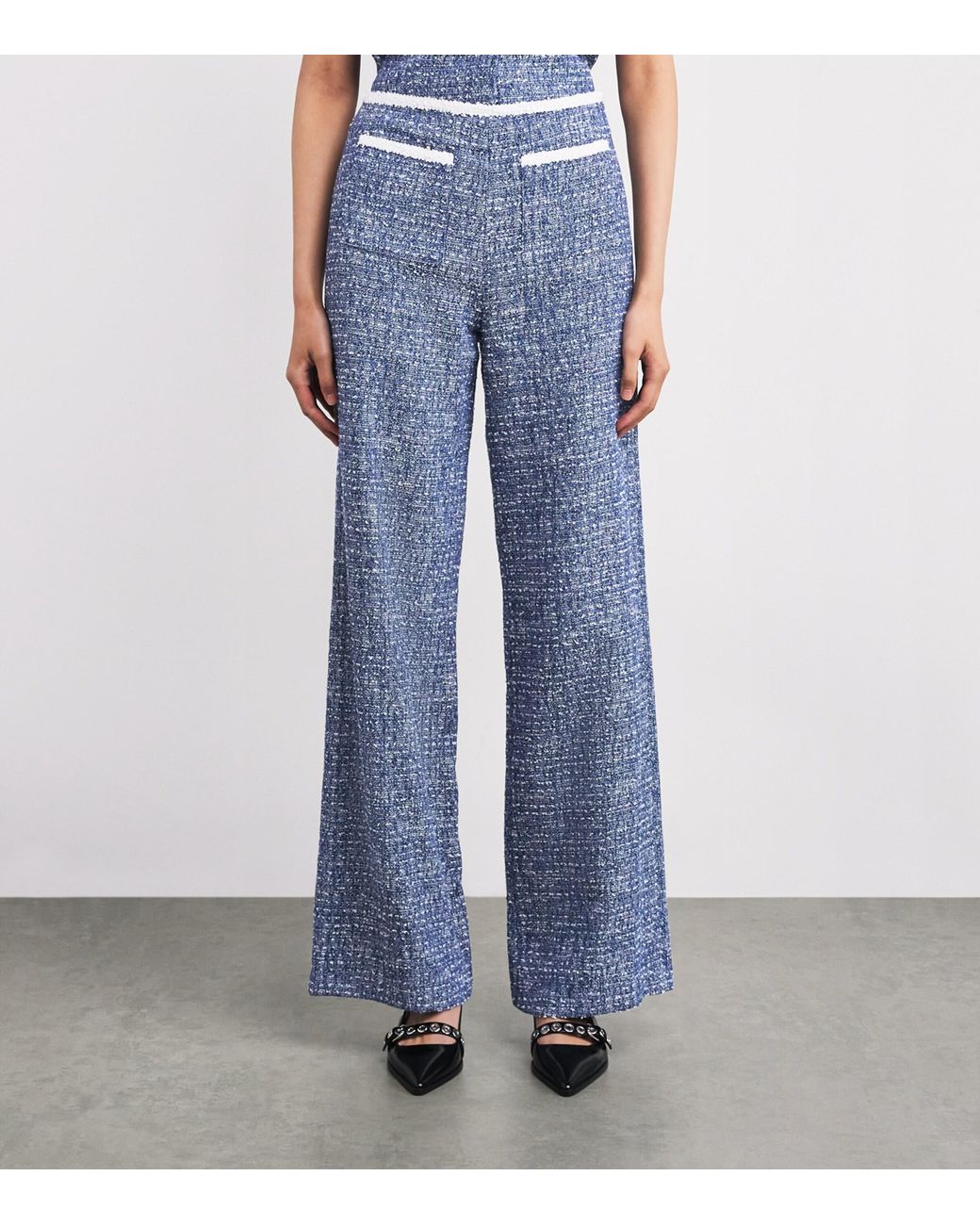 Maje Blue Bouclé Tweed Trousers