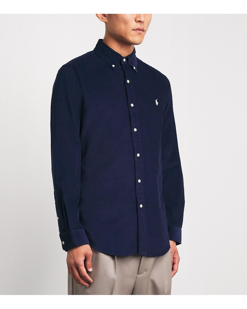 Polo Ralph Lauren Blue Corduroy Custom-Fit Shirt for men