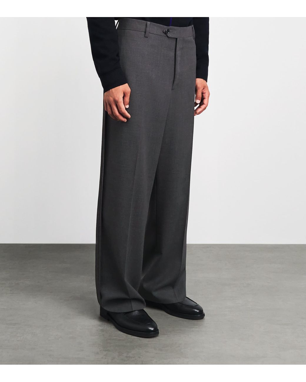 Paul Smith Gray Wool Relaxed Pleated Trousers for men