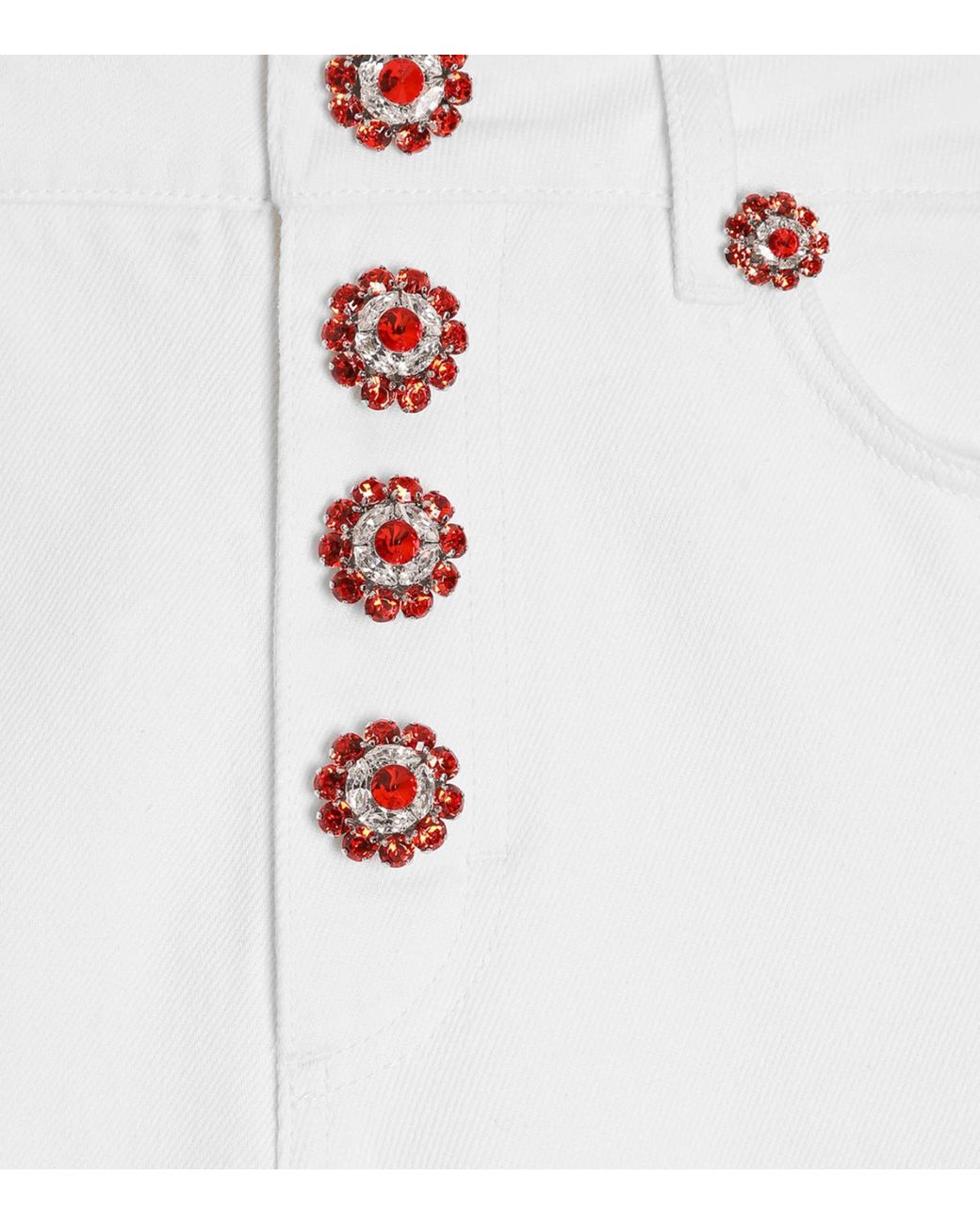 Dolce & Gabbana White Embellished Straight-Leg Jeans