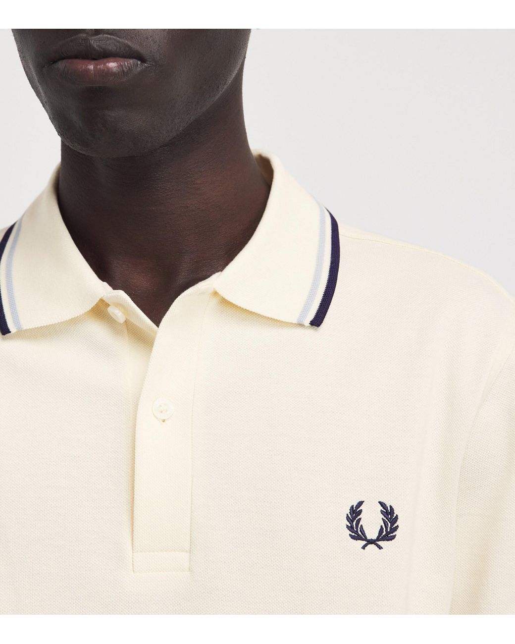 Fred Perry White Cotton Twin Tipped Polo Shirt for men