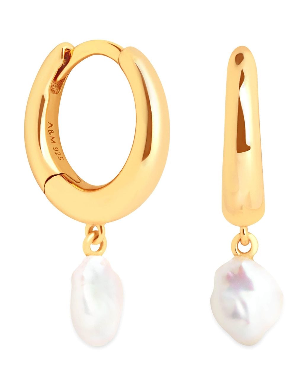 Astrid & Miyu Metallic Plated And Pearl Huggies