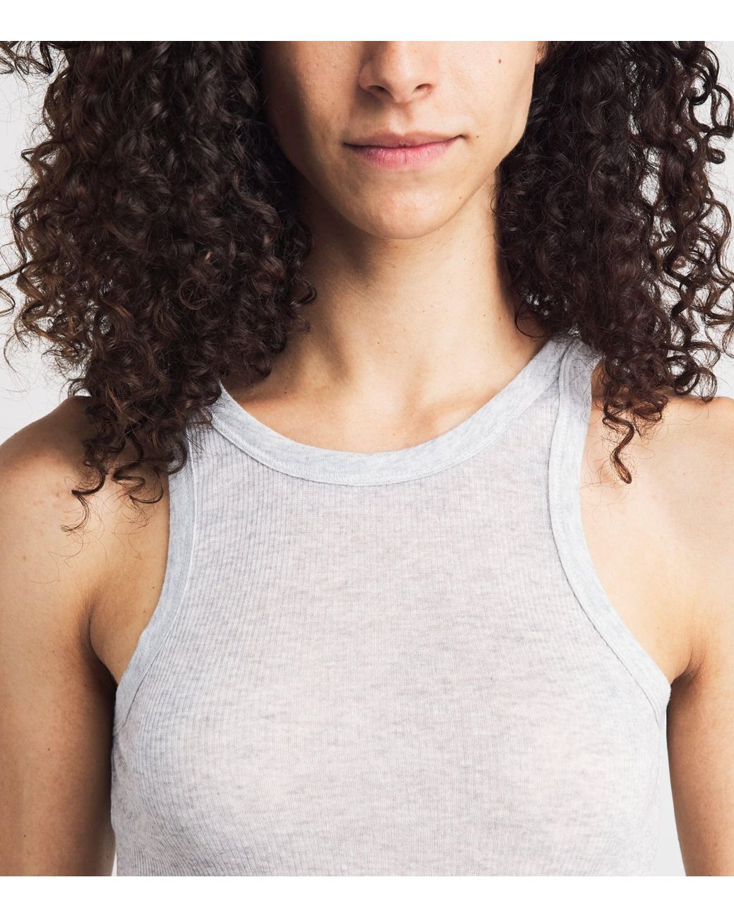 Skims White Semi-Sheer Ribbed Tank Top