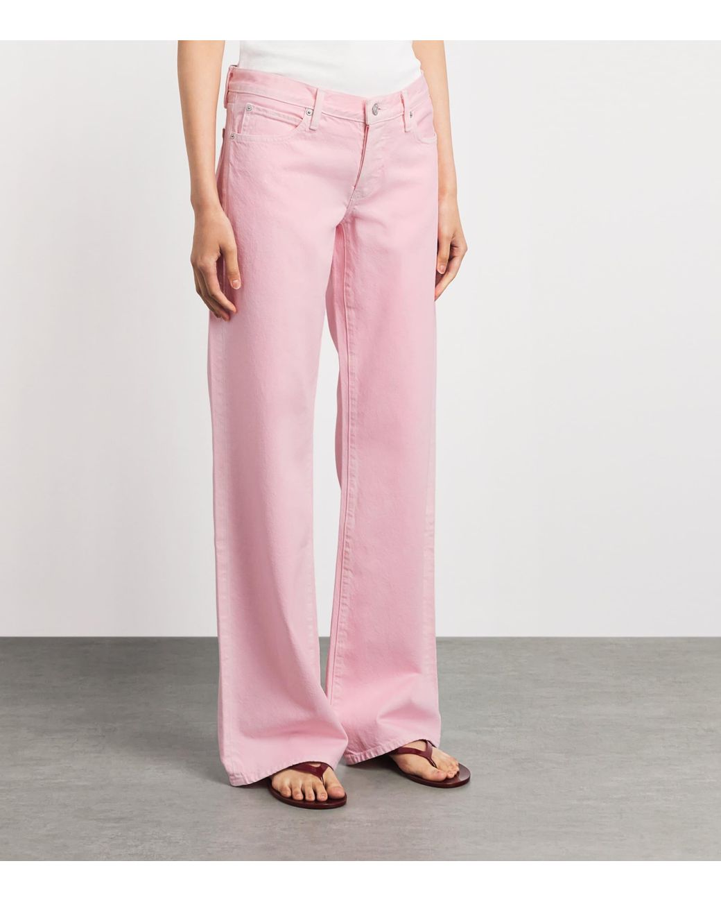 FRAME Pink The Pixie Wide-Leg Jeans
