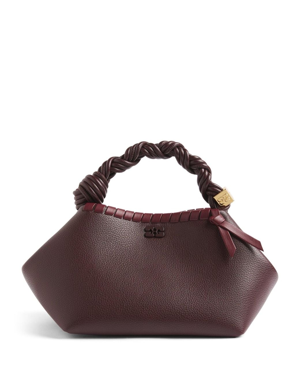 Ganni Brown Small Braided Bou Top-Handle Bag