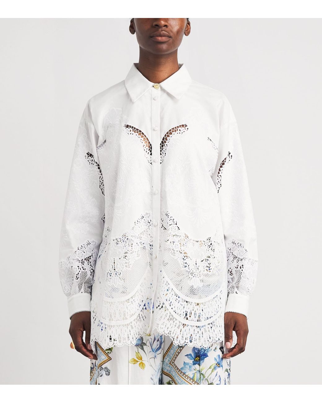 Camilla White Cotton Broderie Anglaise Shirt