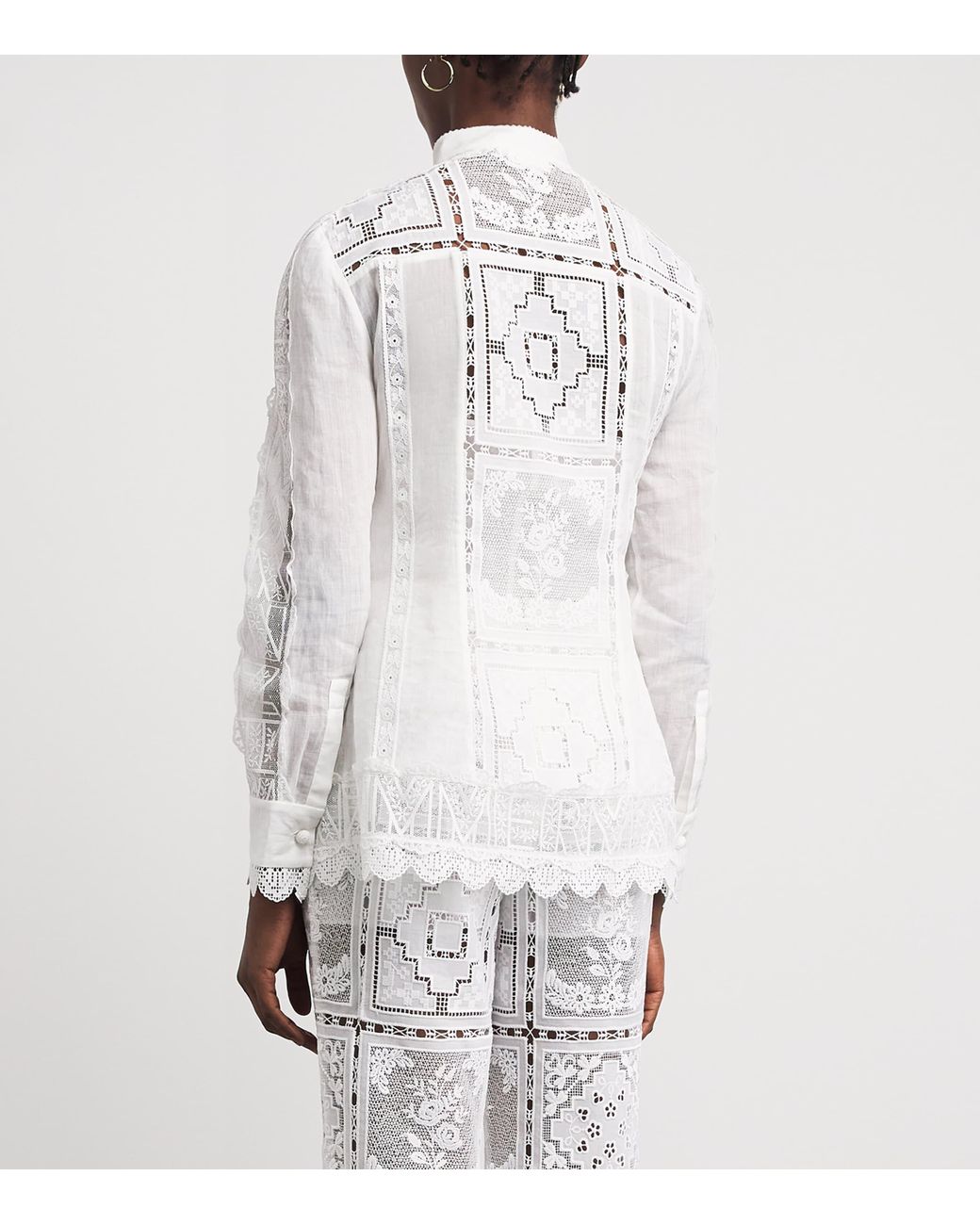 Zimmermann White Ramie Lace Aster Blouse