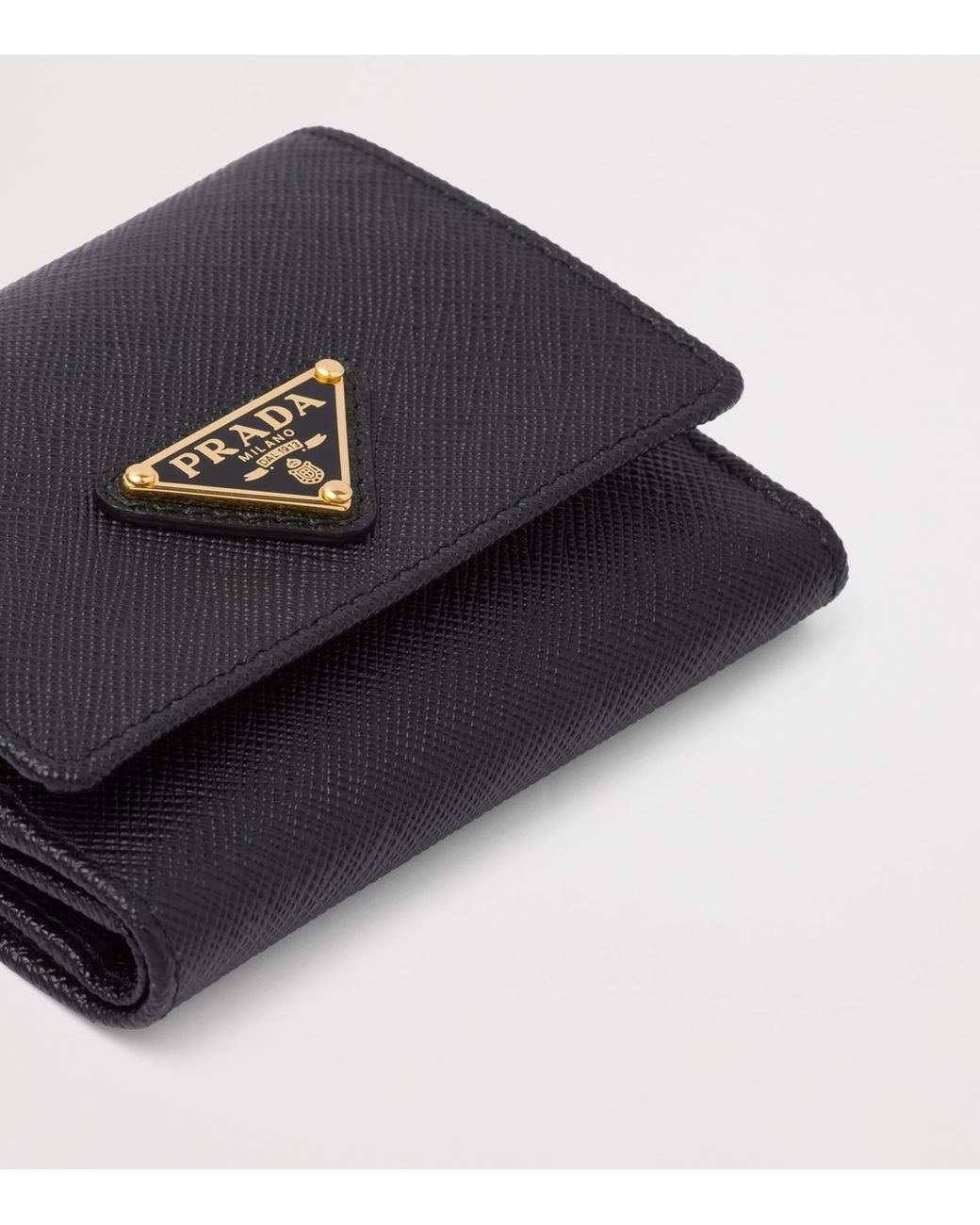 Prada Black Small Saffiano Leather Bifold Wallet